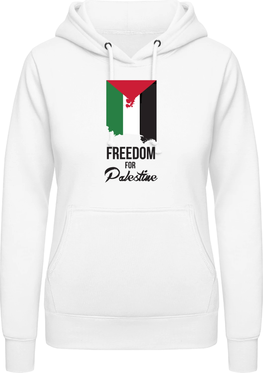 Freedom For Palestine - Arctic white AWDis ladies hoodie - Front