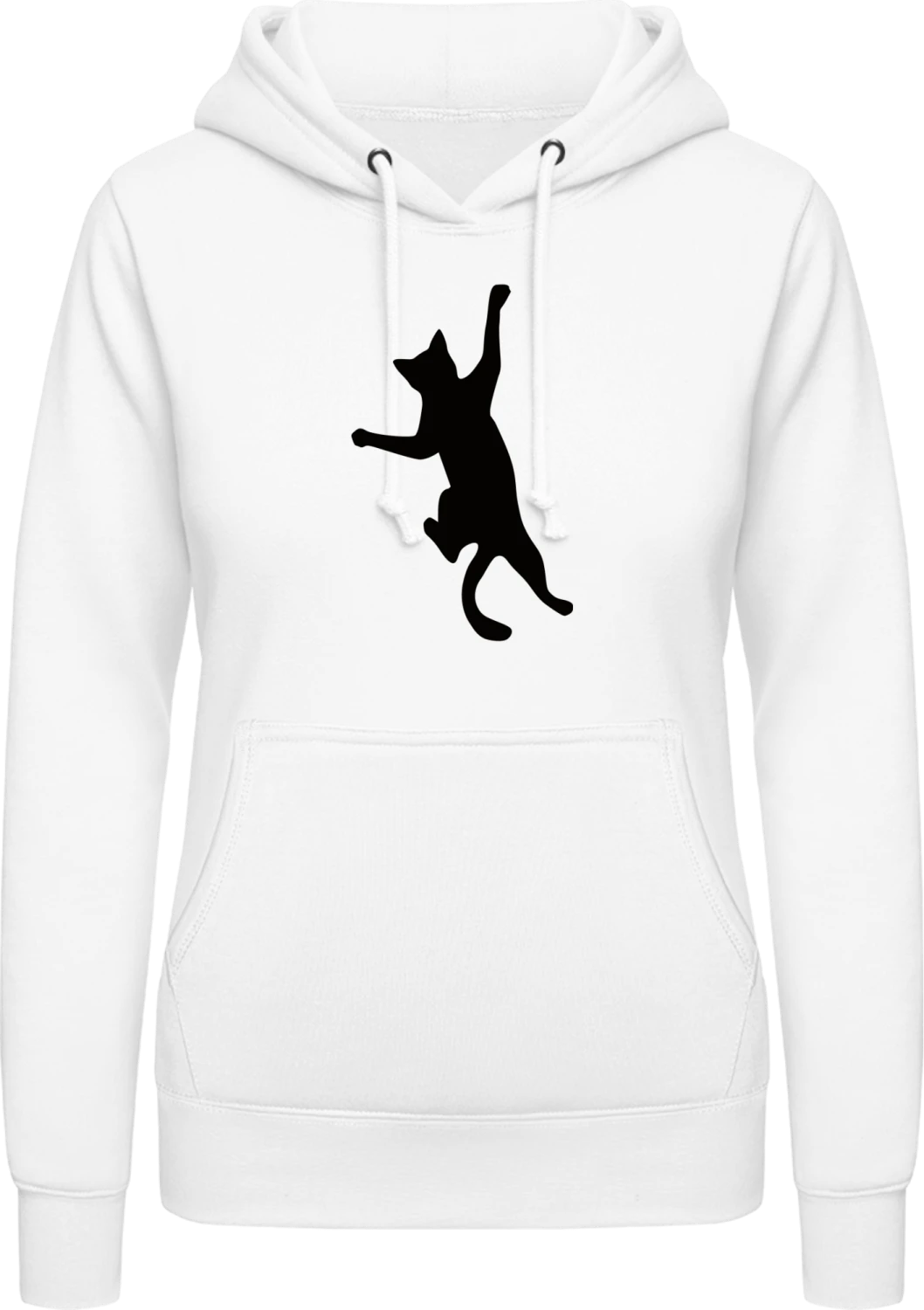 Cat Climbing Effect - Arctic white AWDis ladies hoodie - Front