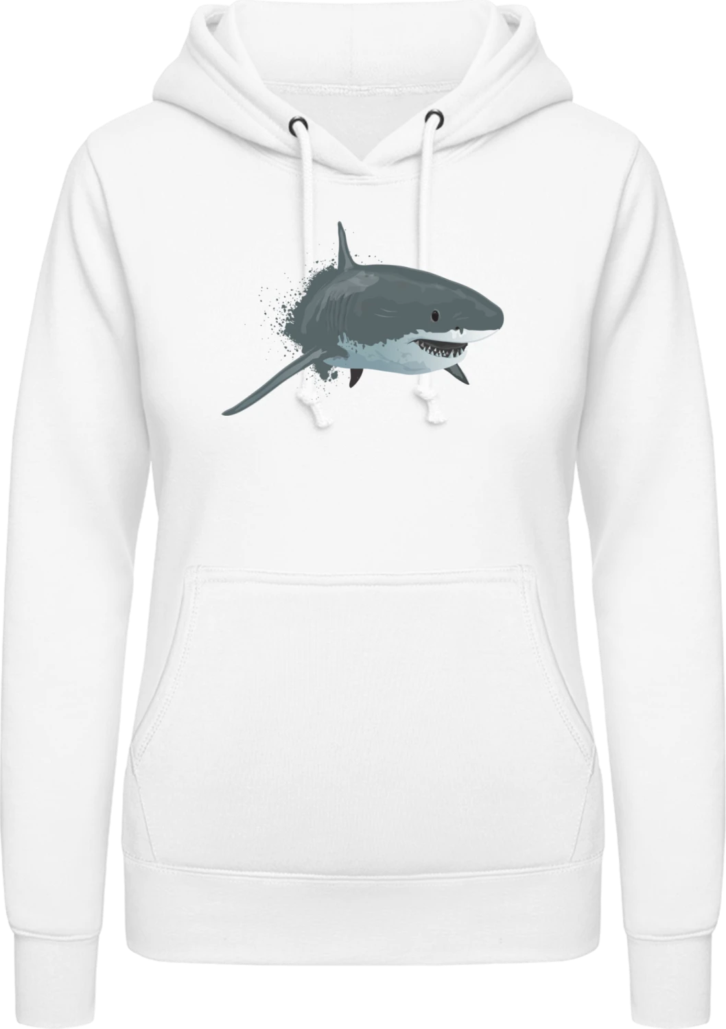 Great White Shark - Arctic white AWDis ladies hoodie - Front