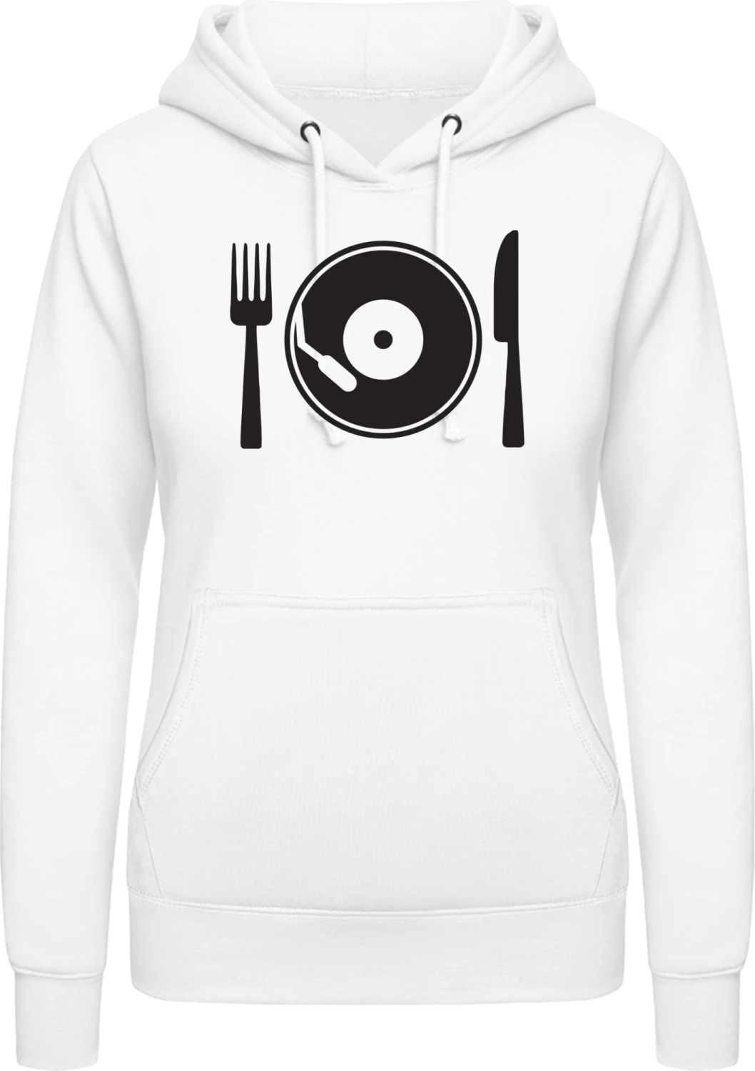 Vinyl Food - Arctic white AWDis ladies hoodie - Front