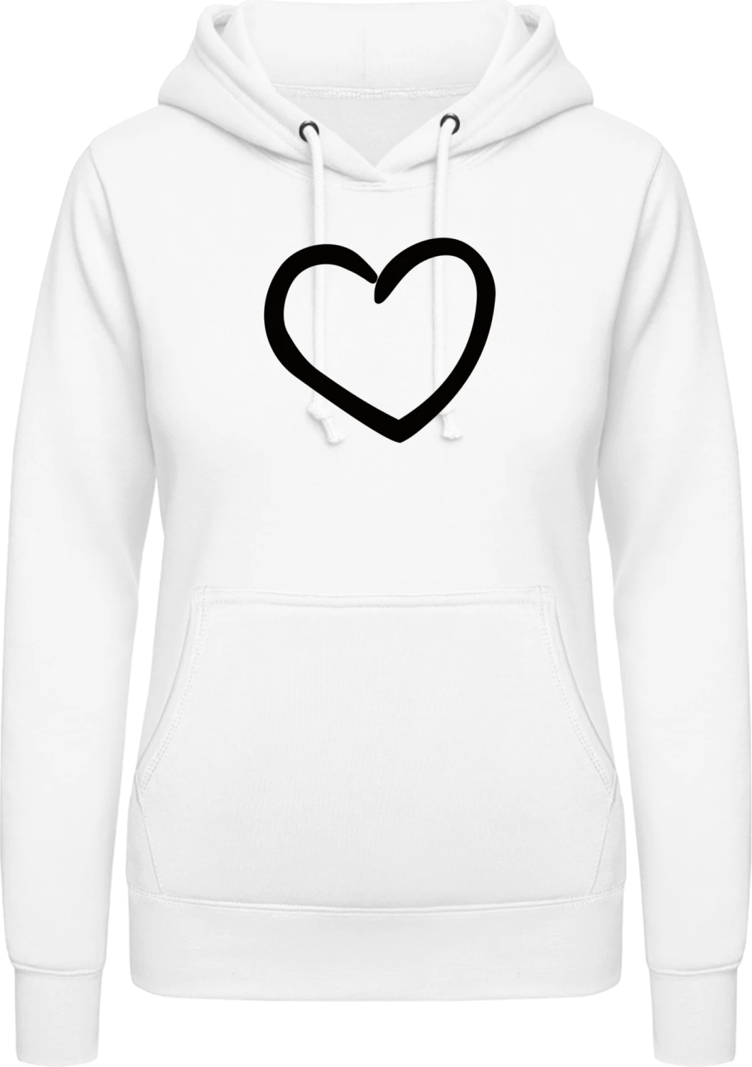 Heart Illustration - Arctic white AWDis ladies hoodie - Front