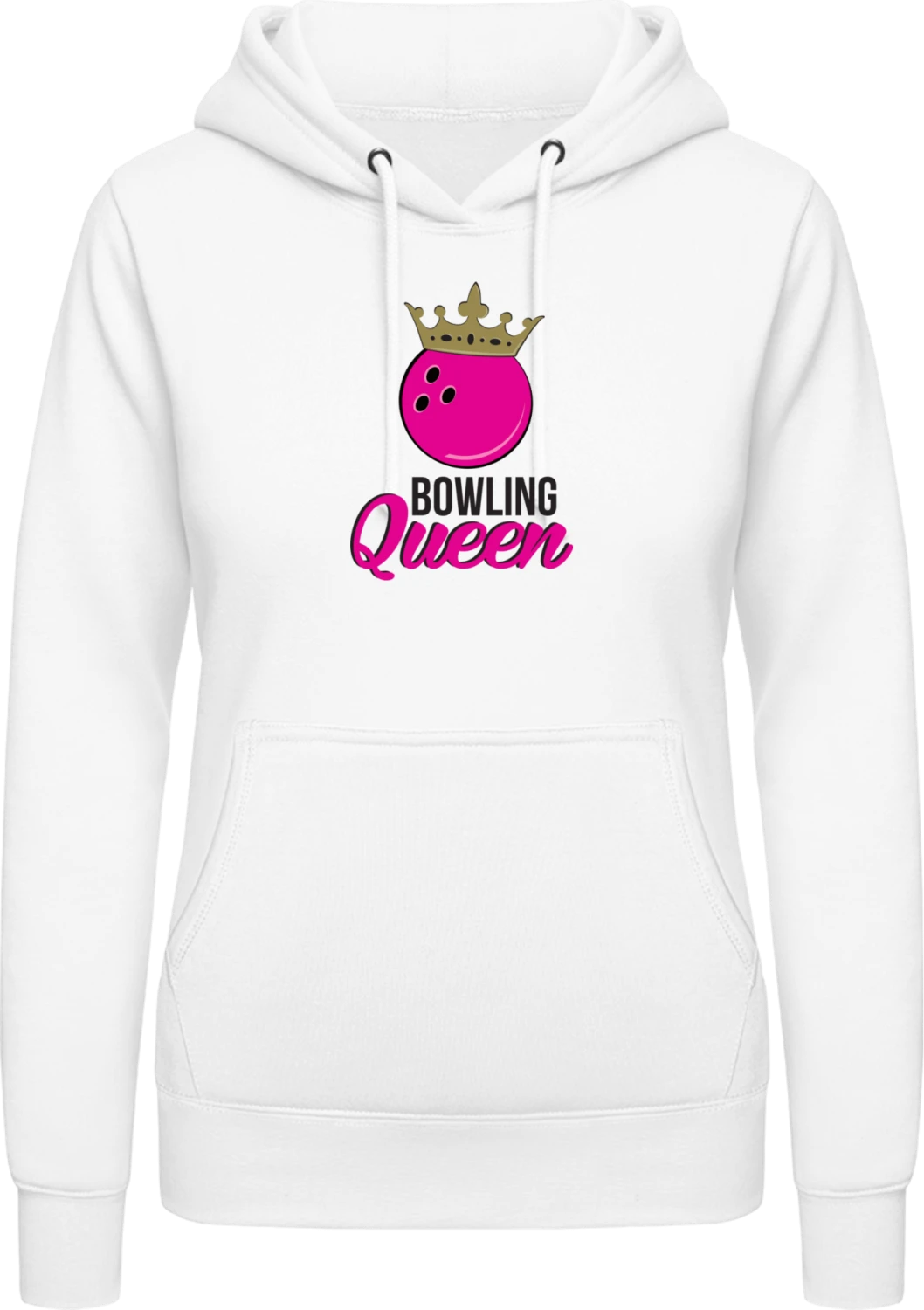 Bowling Queen - Arctic white AWDis ladies hoodie - Front