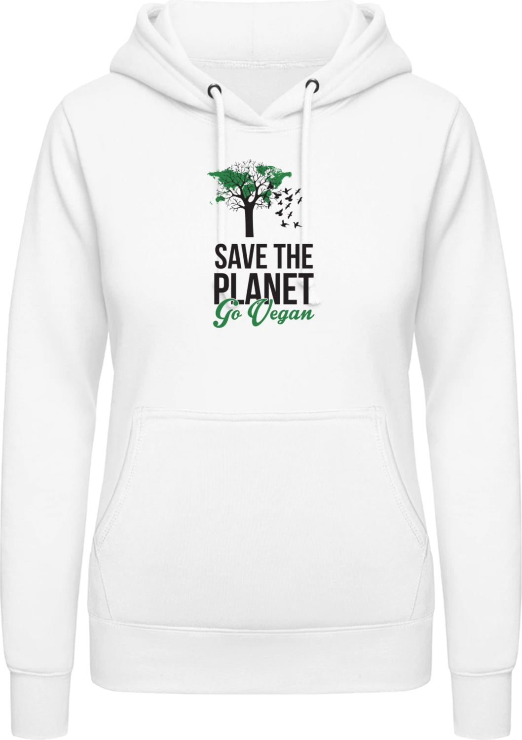 Save The Planet Go Vegan - Arctic white AWDis ladies hoodie - Front