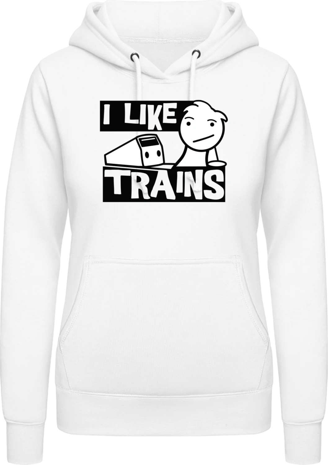 I Like Trains - Arctic white AWDis ladies hoodie - Front