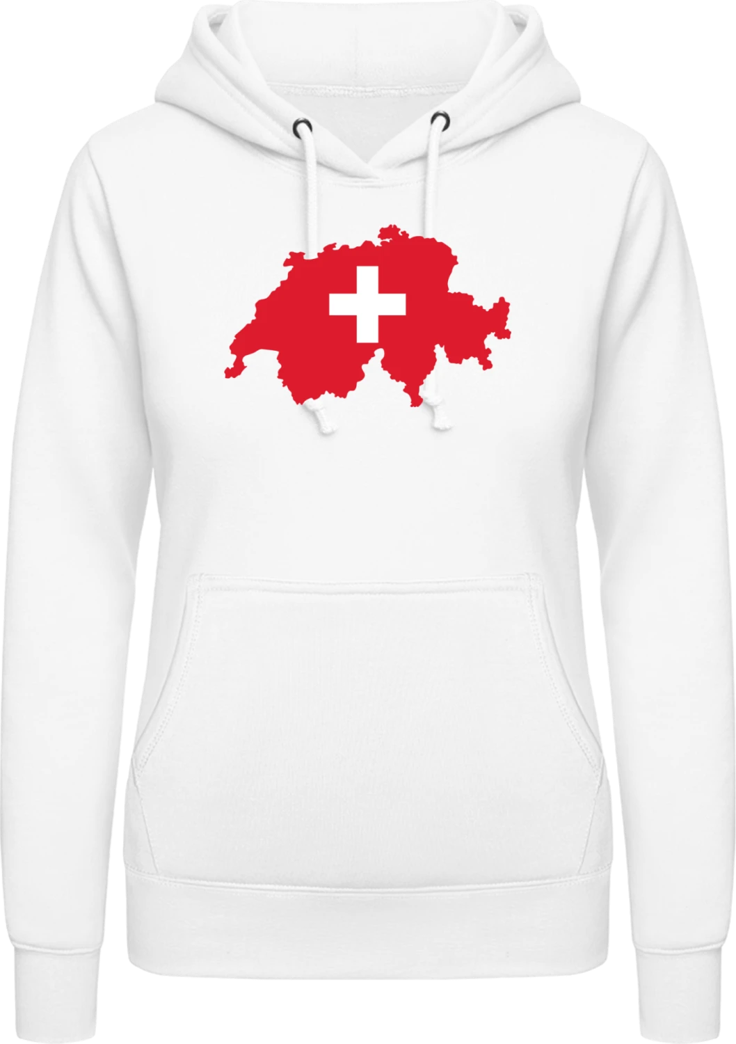 Schweiz Karte und Kreuz - Arctic white AWDis ladies hoodie - Front