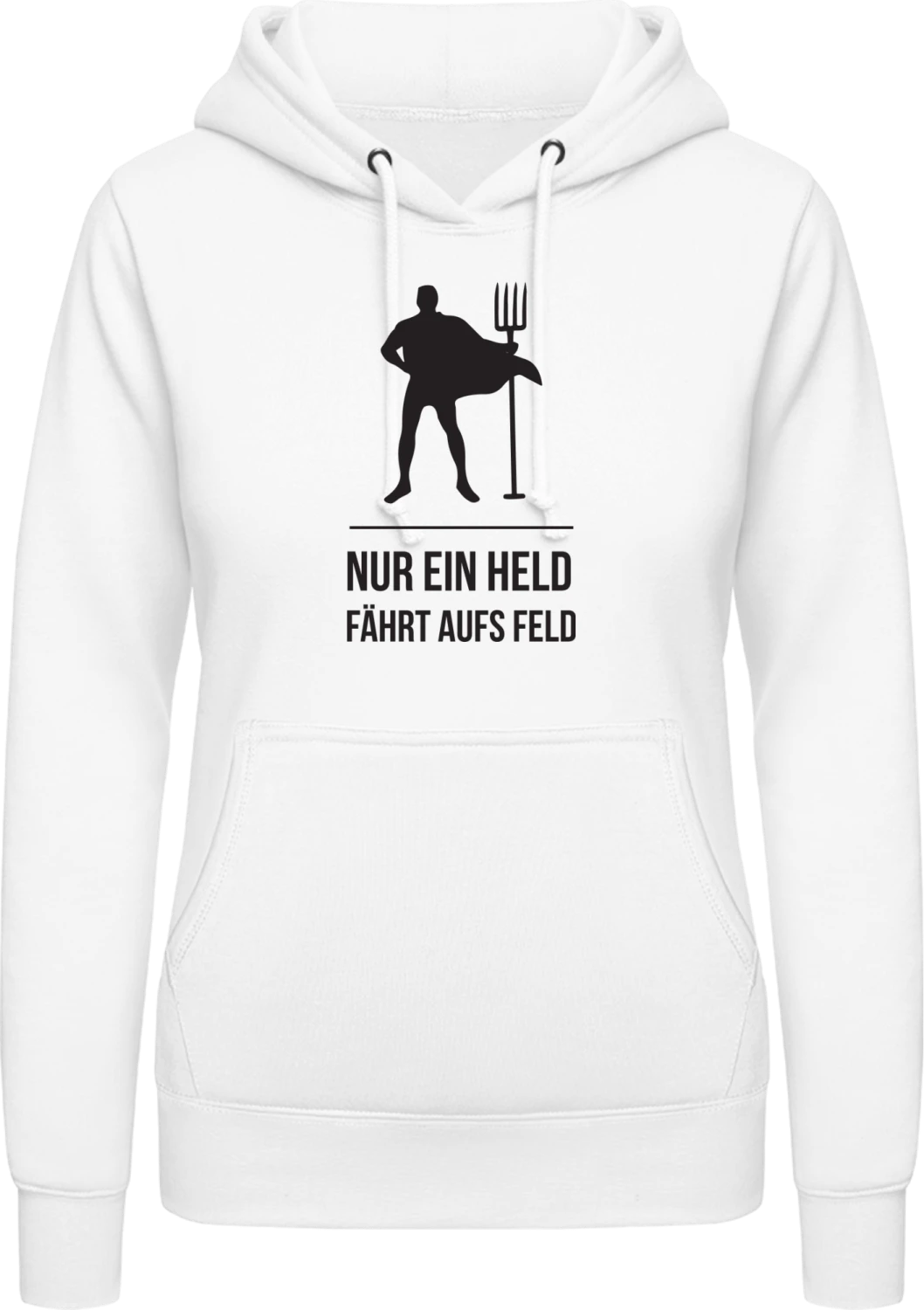 Nur ein Held fährt aufs Feld - Arctic white AWDis ladies hoodie - Front