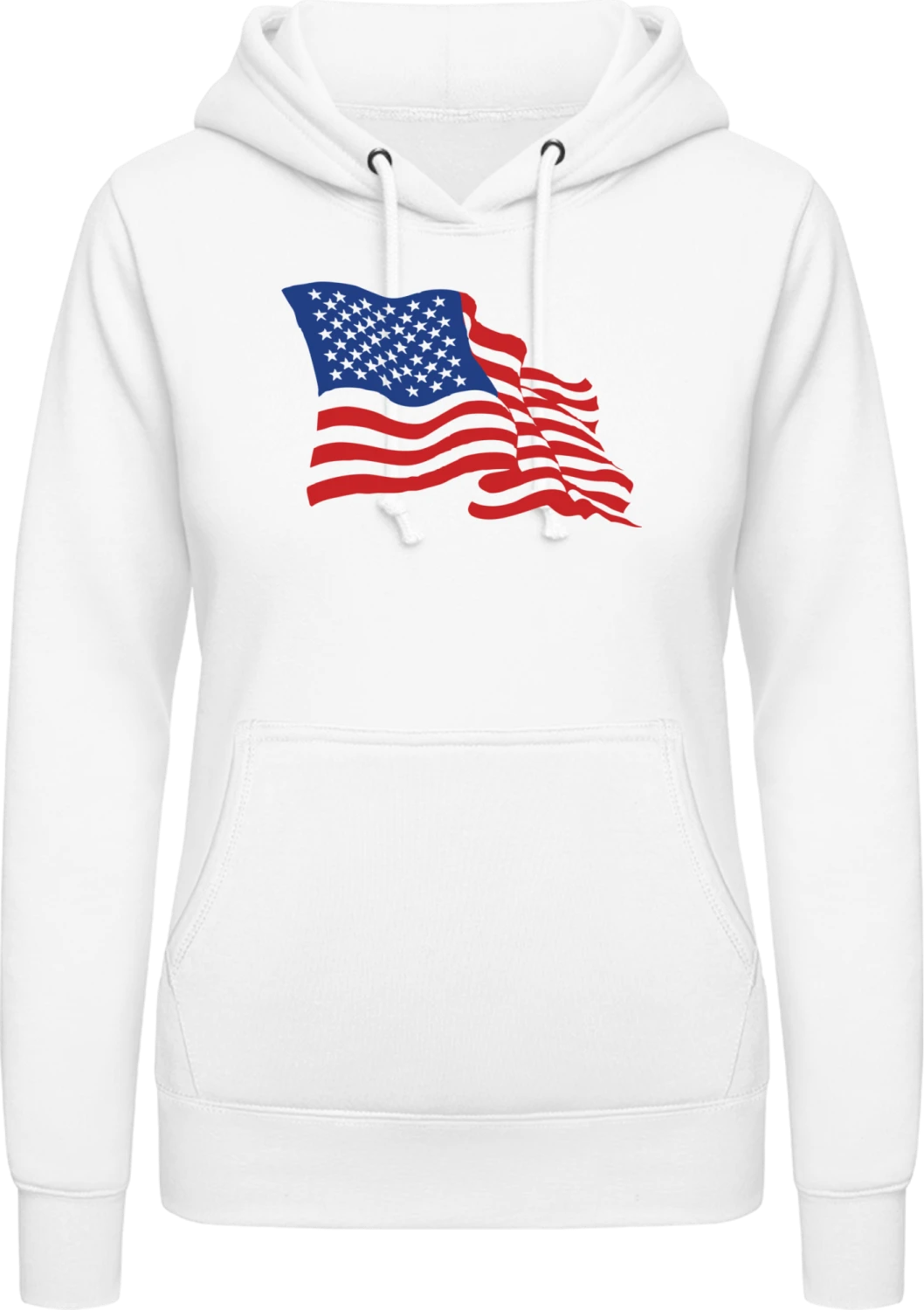 Stars And Stripes USA Flag - Arctic white AWDis ladies hoodie - Front