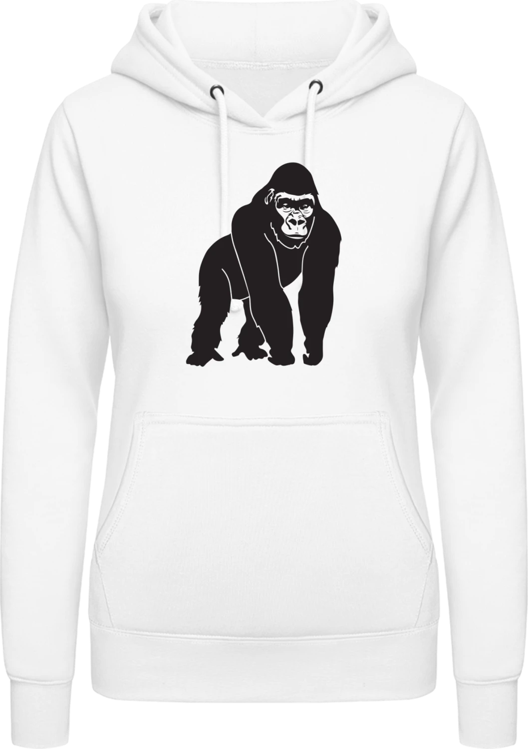 Gorilla Silhouette - Arctic white AWDis ladies hoodie - Front