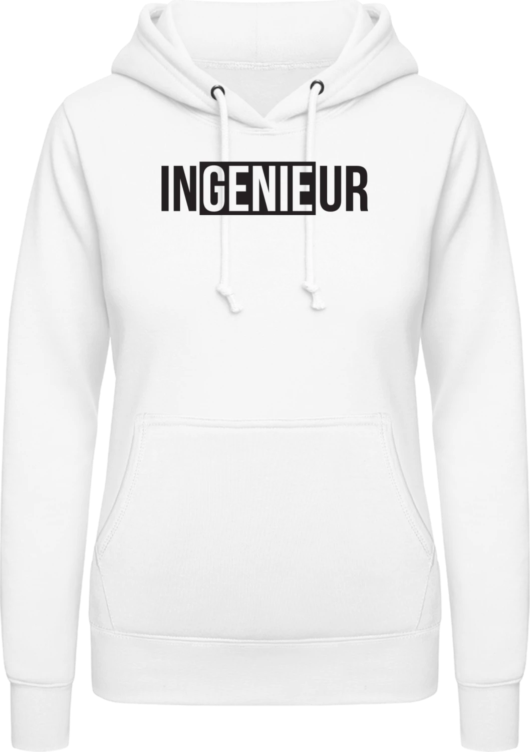 Ingenieur Genie - Arctic white AWDis ladies hoodie - Front