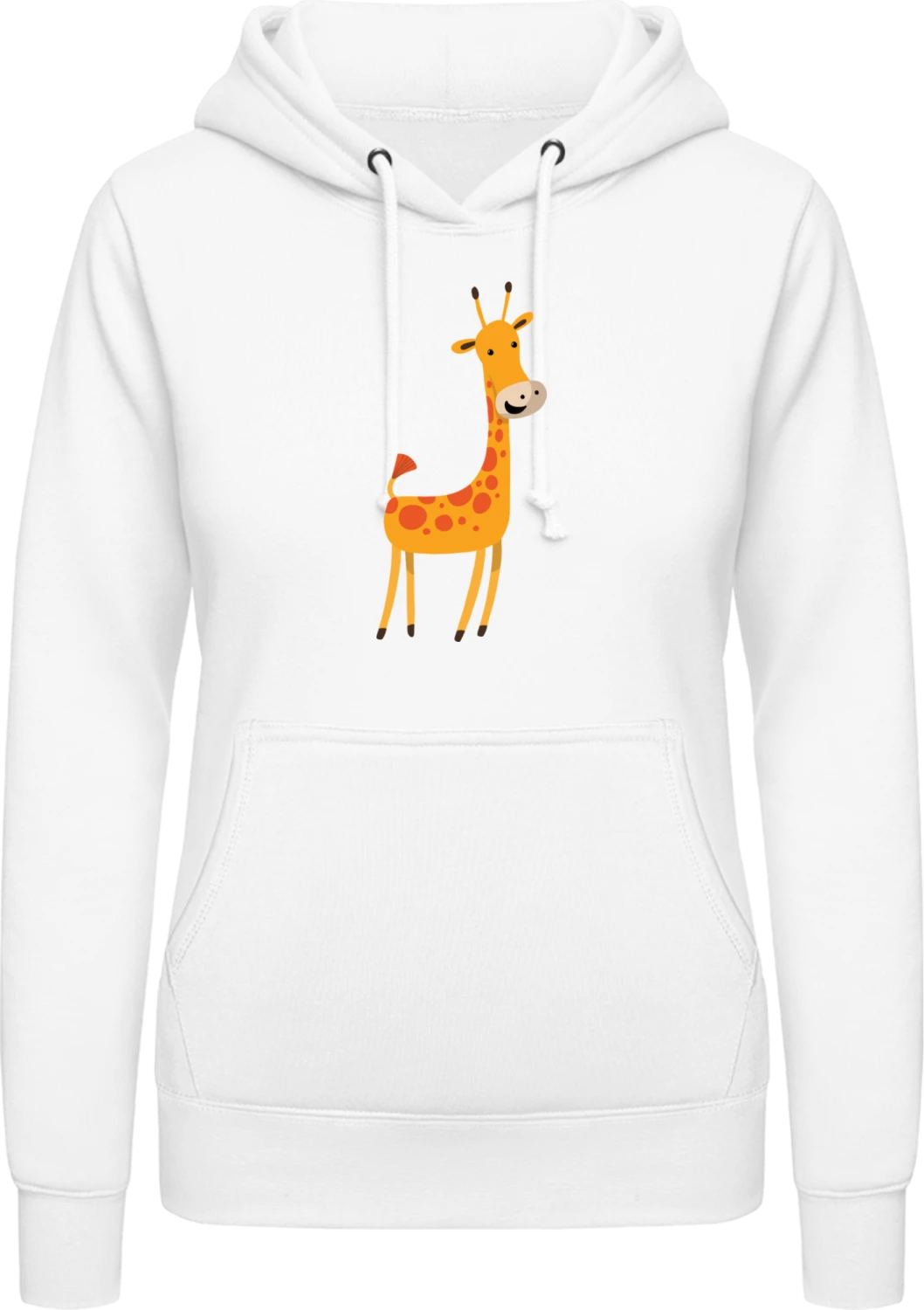 Happy Giraffe - Arctic white AWDis ladies hoodie - Front