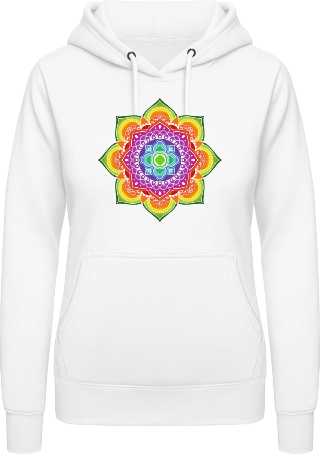 Colorful Mandala  - Arctic white AWDis ladies hoodie - Front