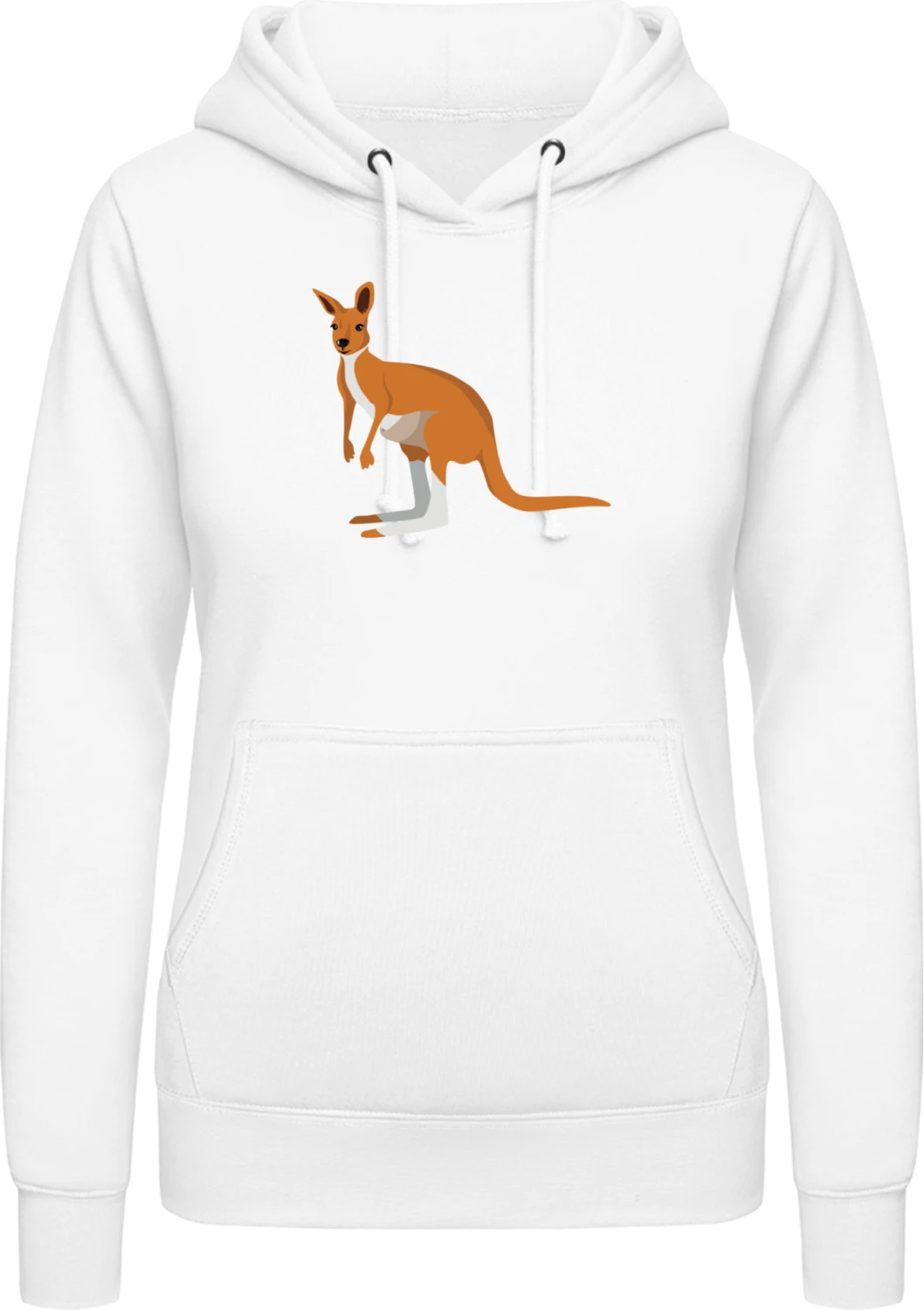 Kangaroo Illustration - Arctic white AWDis ladies hoodie - Front