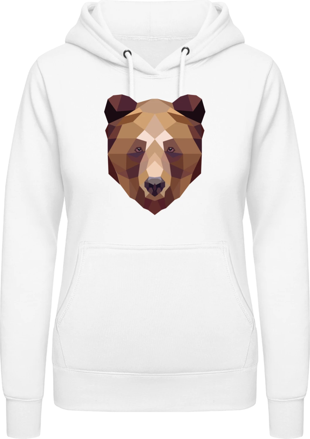 Bear Geometric Style - Arctic white AWDis ladies hoodie - Front