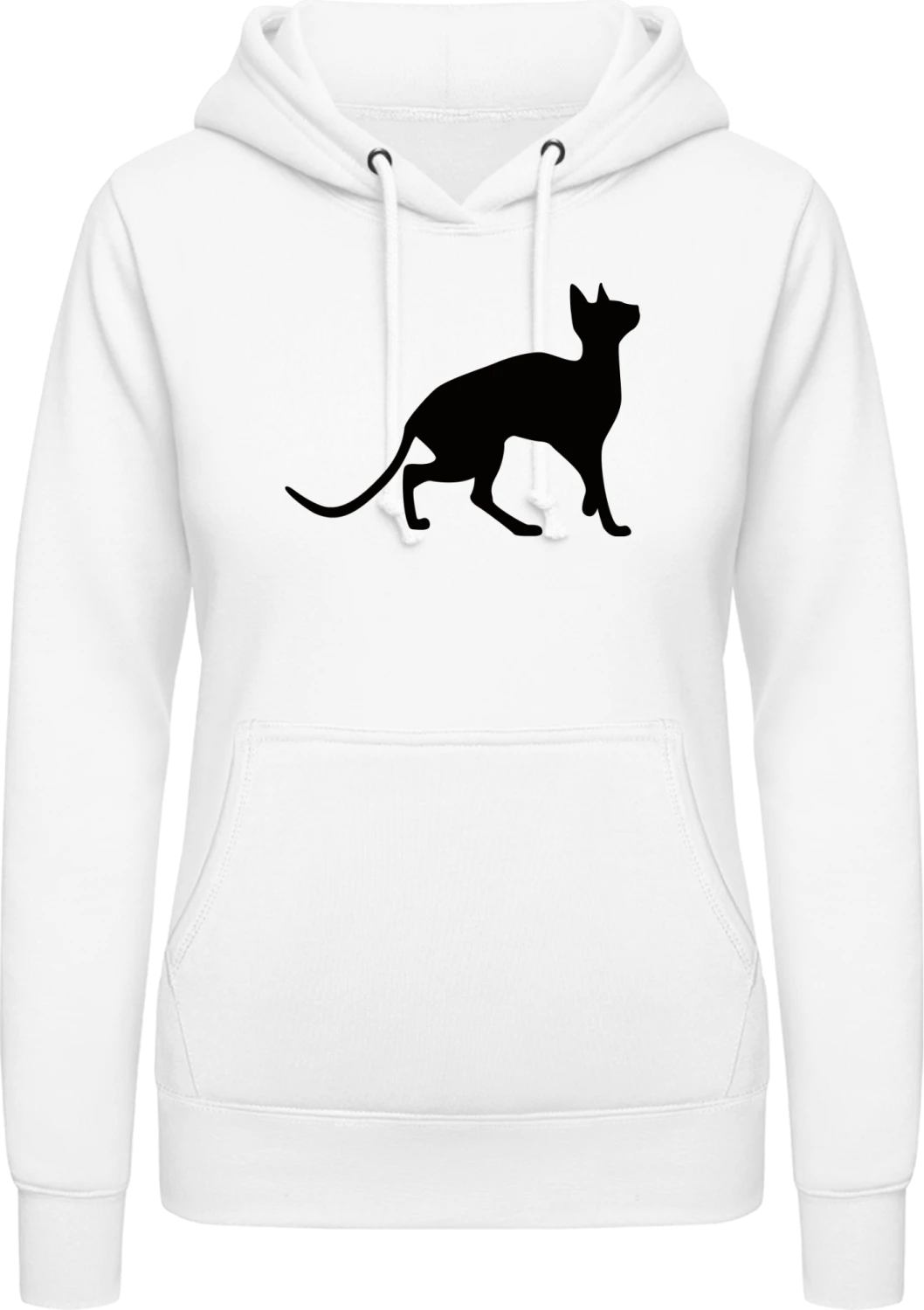 Sphynx Cat Silhouette - Arctic white AWDis ladies hoodie - Front