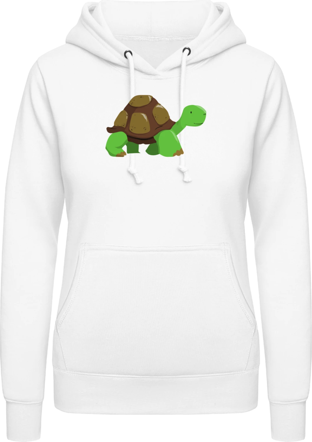 Happy Turtle Illustration - Arctic white AWDis ladies hoodie - Front