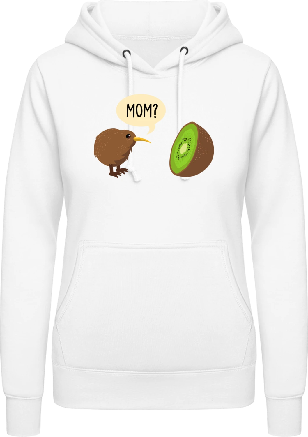 Kiwi Looking For His Mom - Arctic white AWDis ladies hoodie - Front