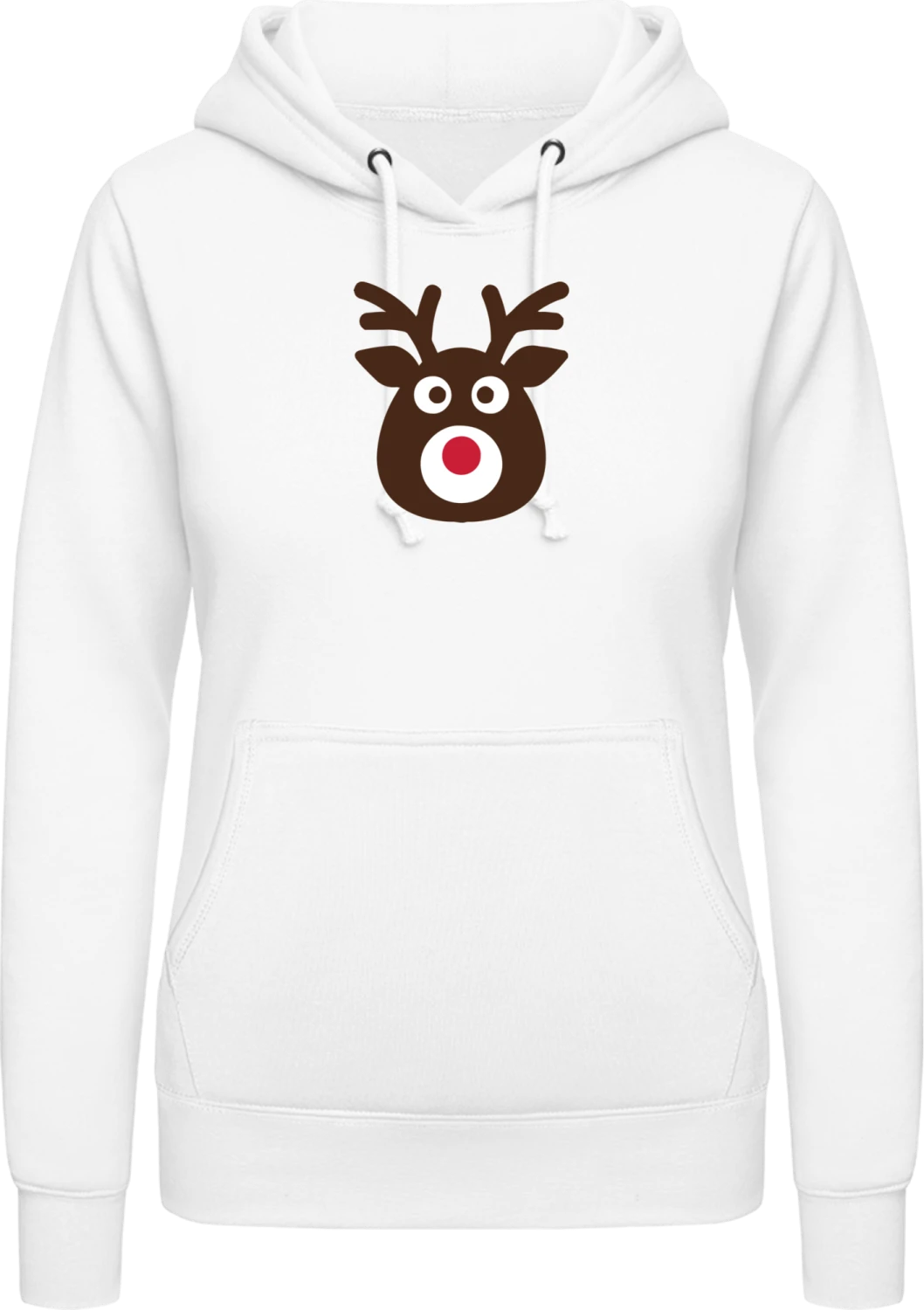 Red Nose Reindeer Rudolph - Arctic white AWDis ladies hoodie - Front