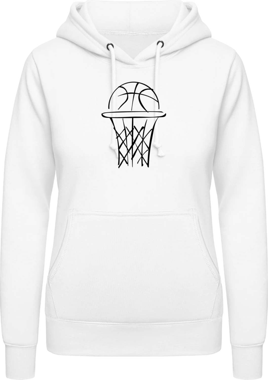 Basketball Scribble  - Arctic white AWDis ladies hoodie - Front