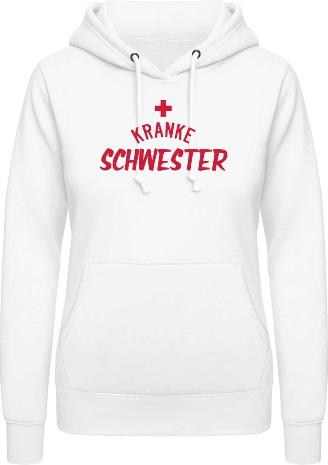 Kranke Schwester Kreuz  - Arctic white AWDis ladies hoodie - Front