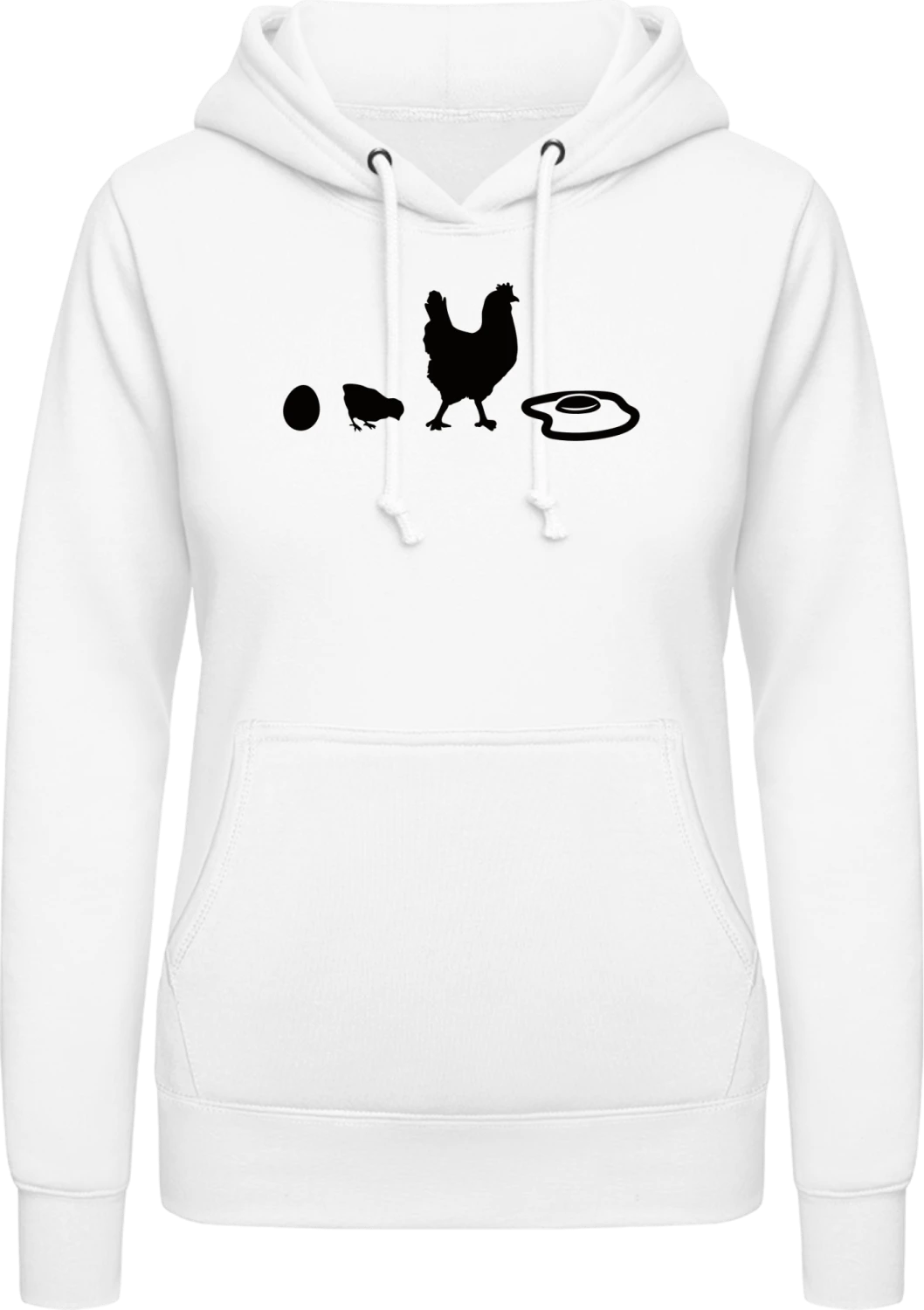 Evolution Of Chicken To Fried Egg - Arctic white AWDis ladies hoodie - Front