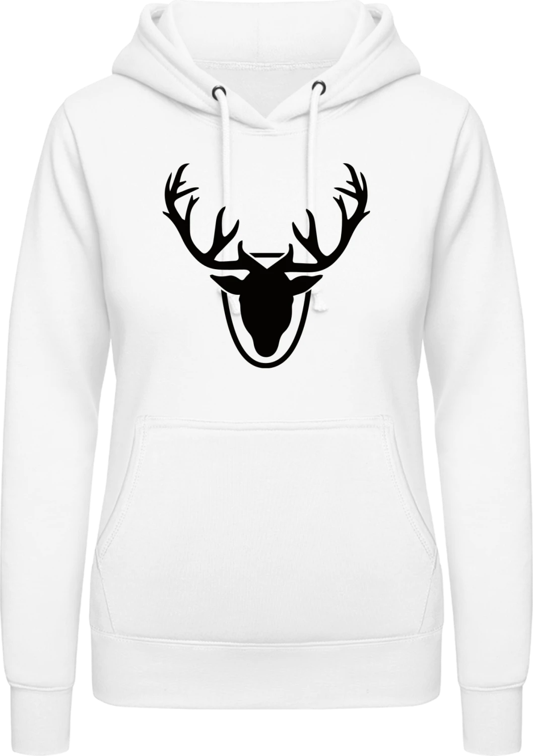 Antlers Trophy Silhouette - Arctic white AWDis ladies hoodie - Front