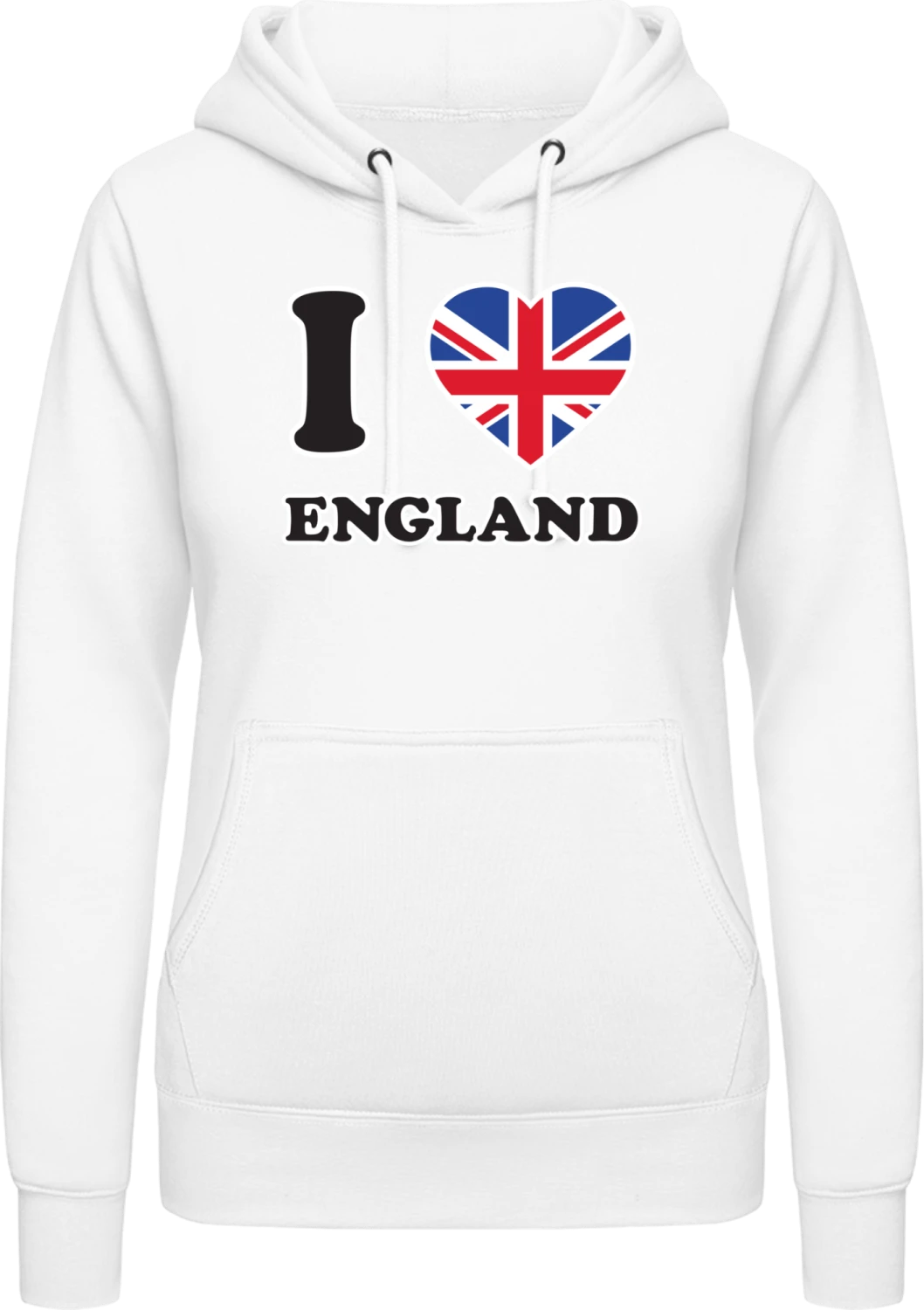 I Love England - Arctic white AWDis ladies hoodie - Front