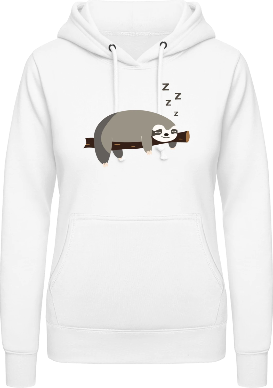 Sleeping Sloth - Arctic white AWDis ladies hoodie - Front