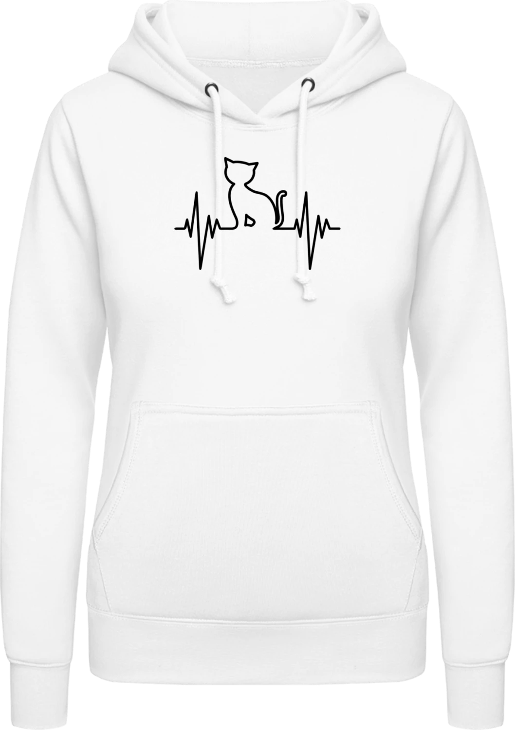 Cat Pulse  - Arctic white AWDis ladies hoodie - Front