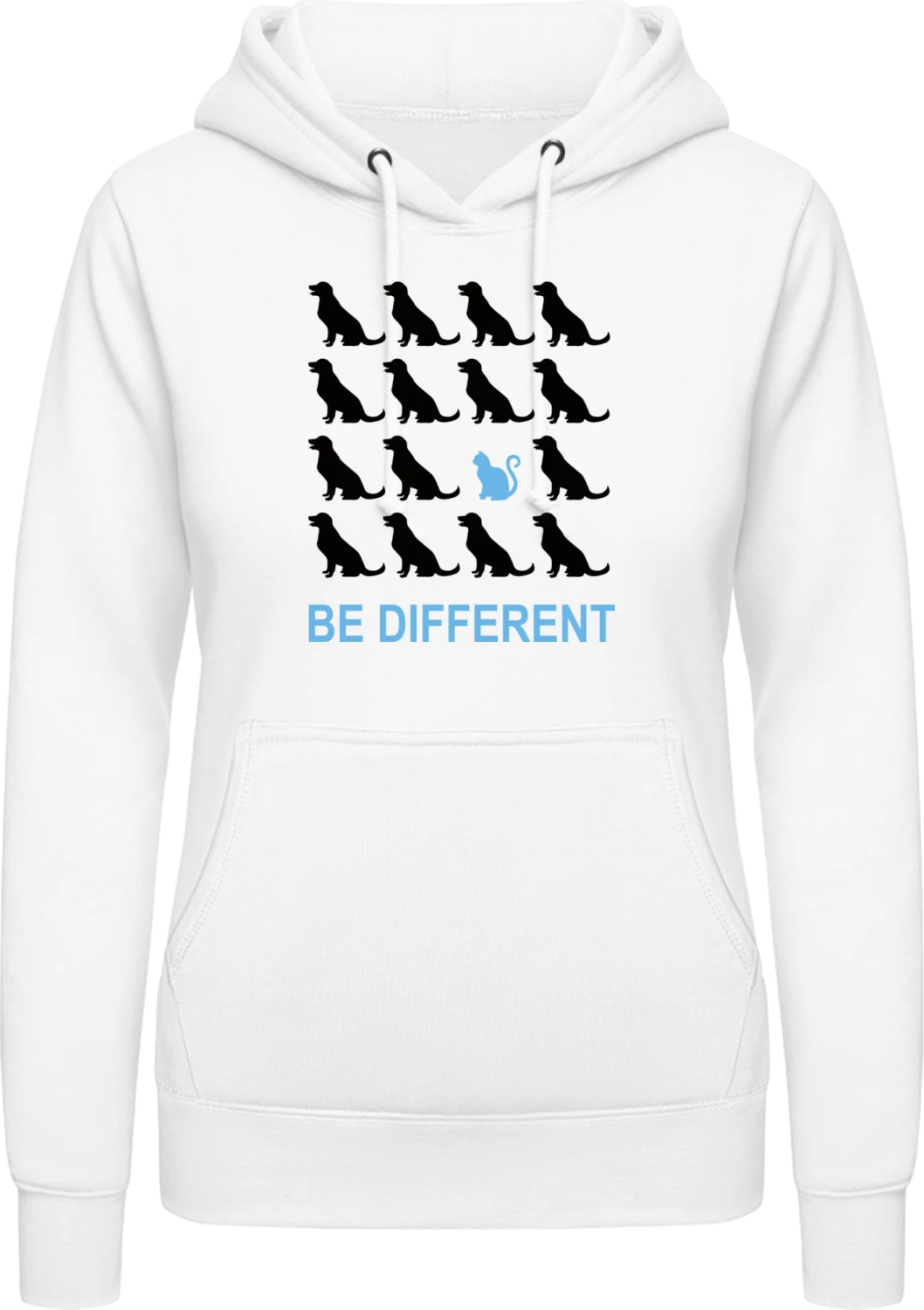 Be Different Cat - Arctic white AWDis ladies hoodie - Front