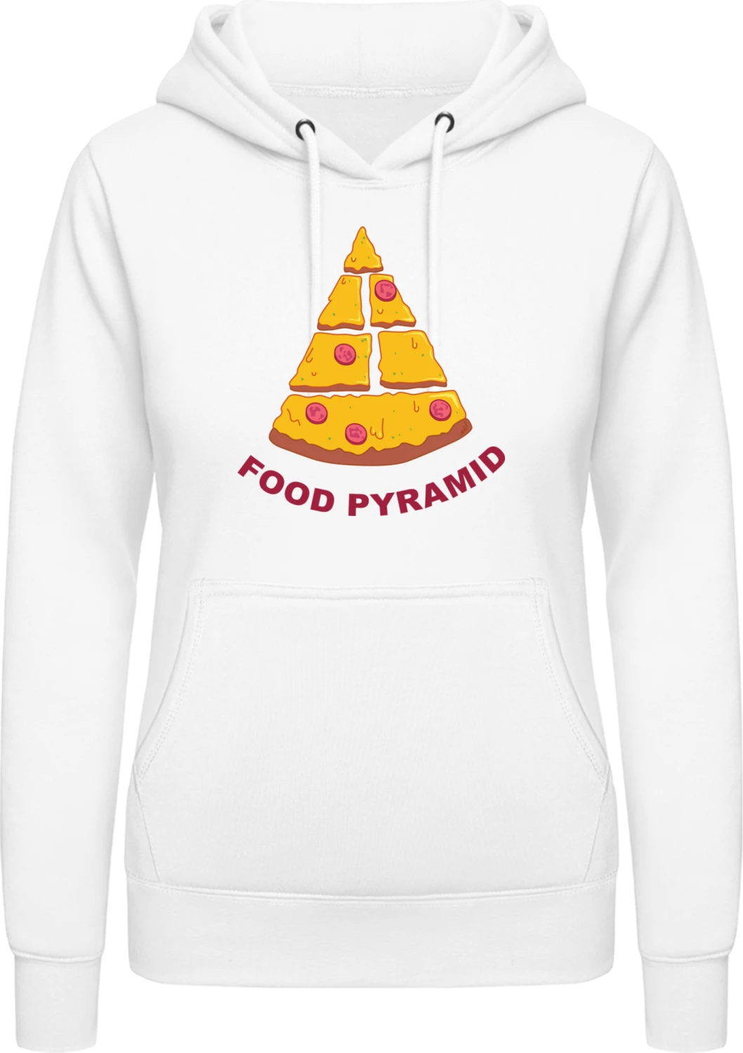 Food Pyramid Pizza - Arctic white AWDis ladies hoodie - Front