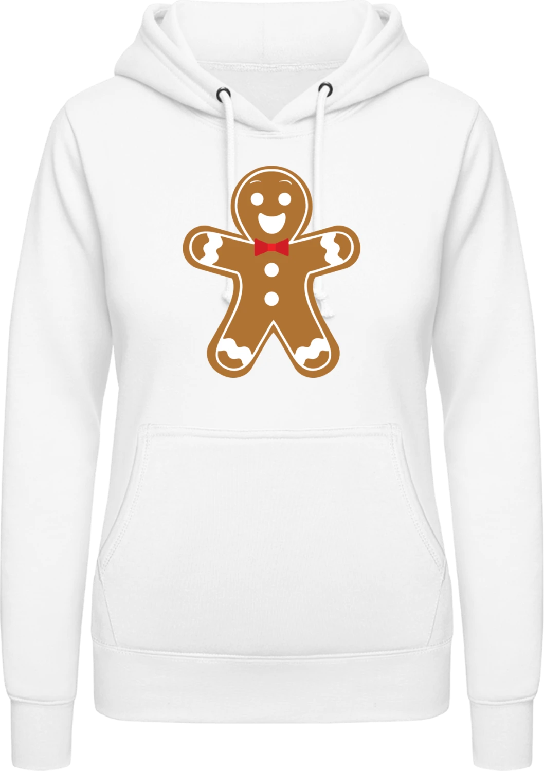 Happy Gingerbread Man - Arctic white AWDis ladies hoodie - Front