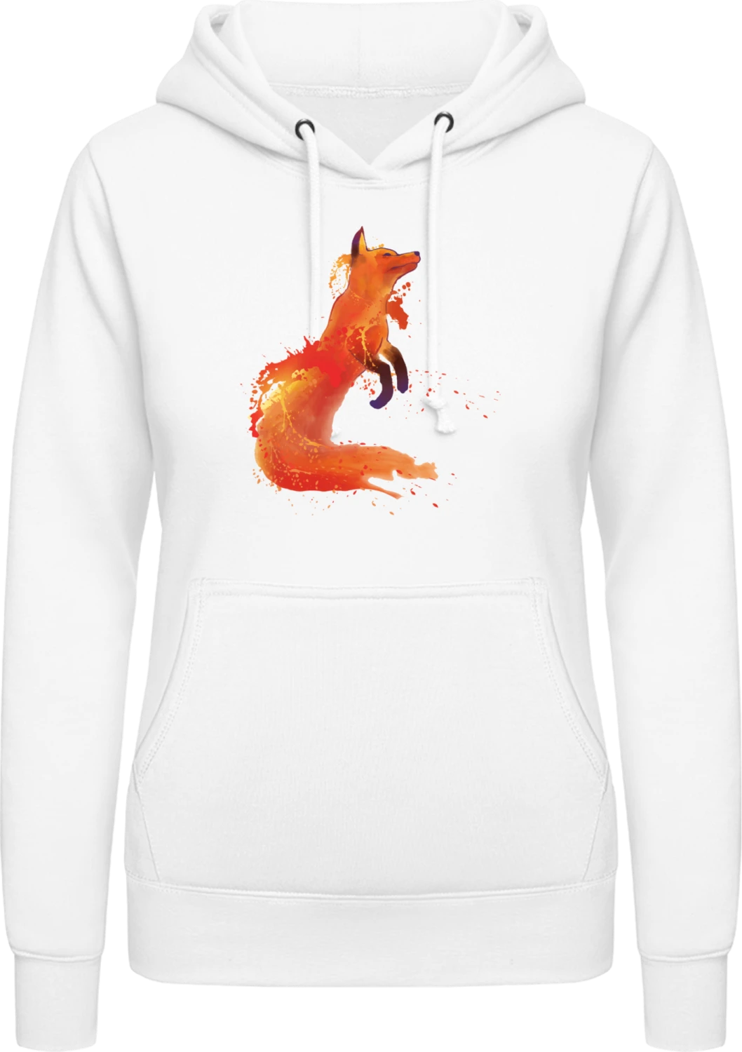 Watercolor Fox Body - Arctic white AWDis ladies hoodie - Front