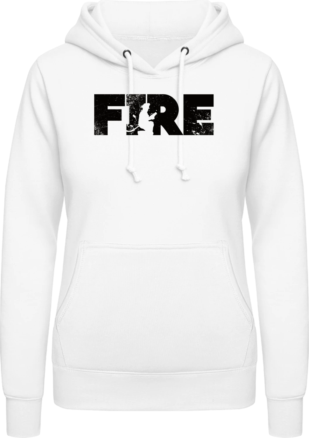 Firefighter In Action Silhouette - Arctic white AWDis ladies hoodie - Front