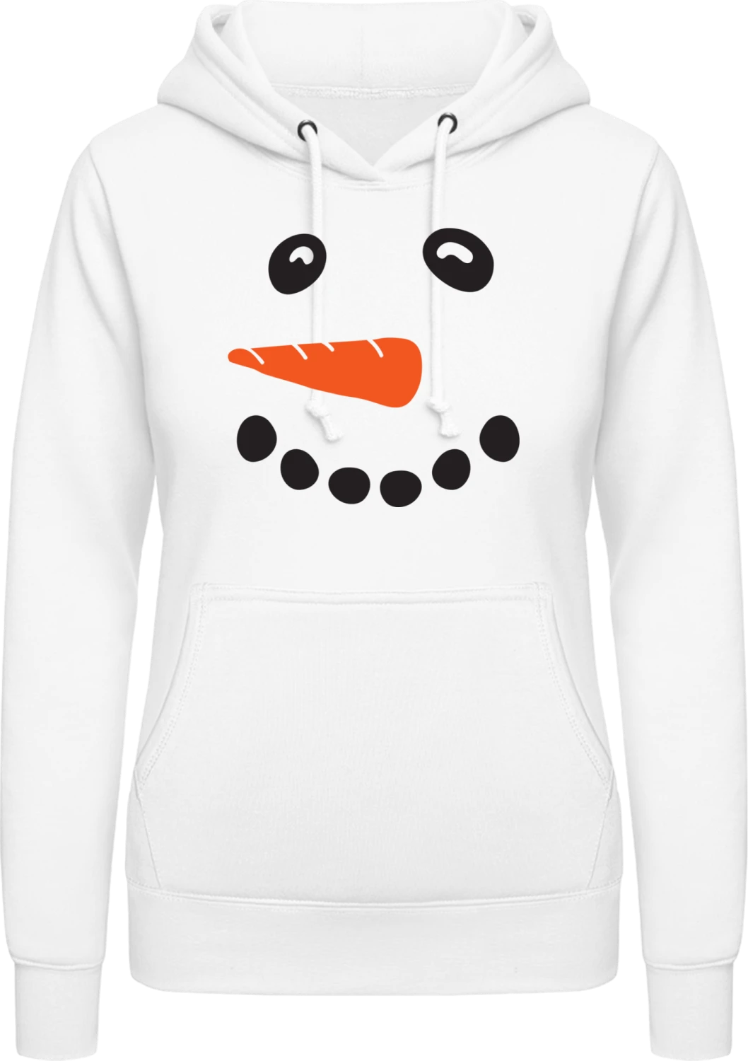 Snowman Face Effect - Arctic white AWDis ladies hoodie - Front