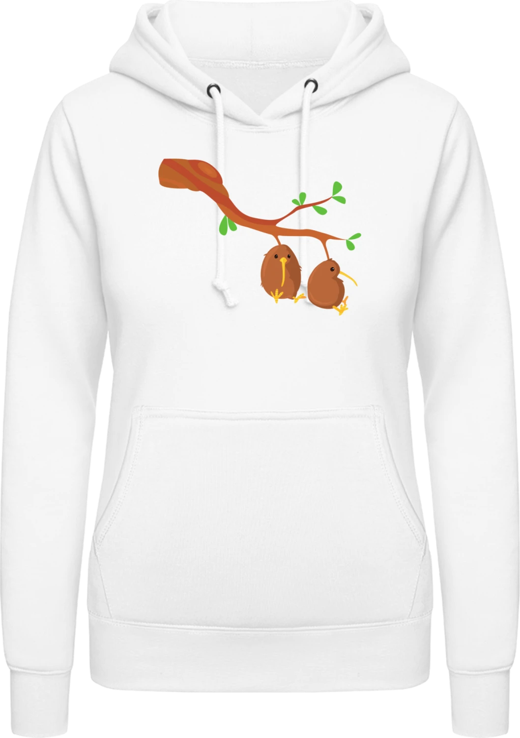 Kiwi Branch - Arctic white AWDis ladies hoodie - Front