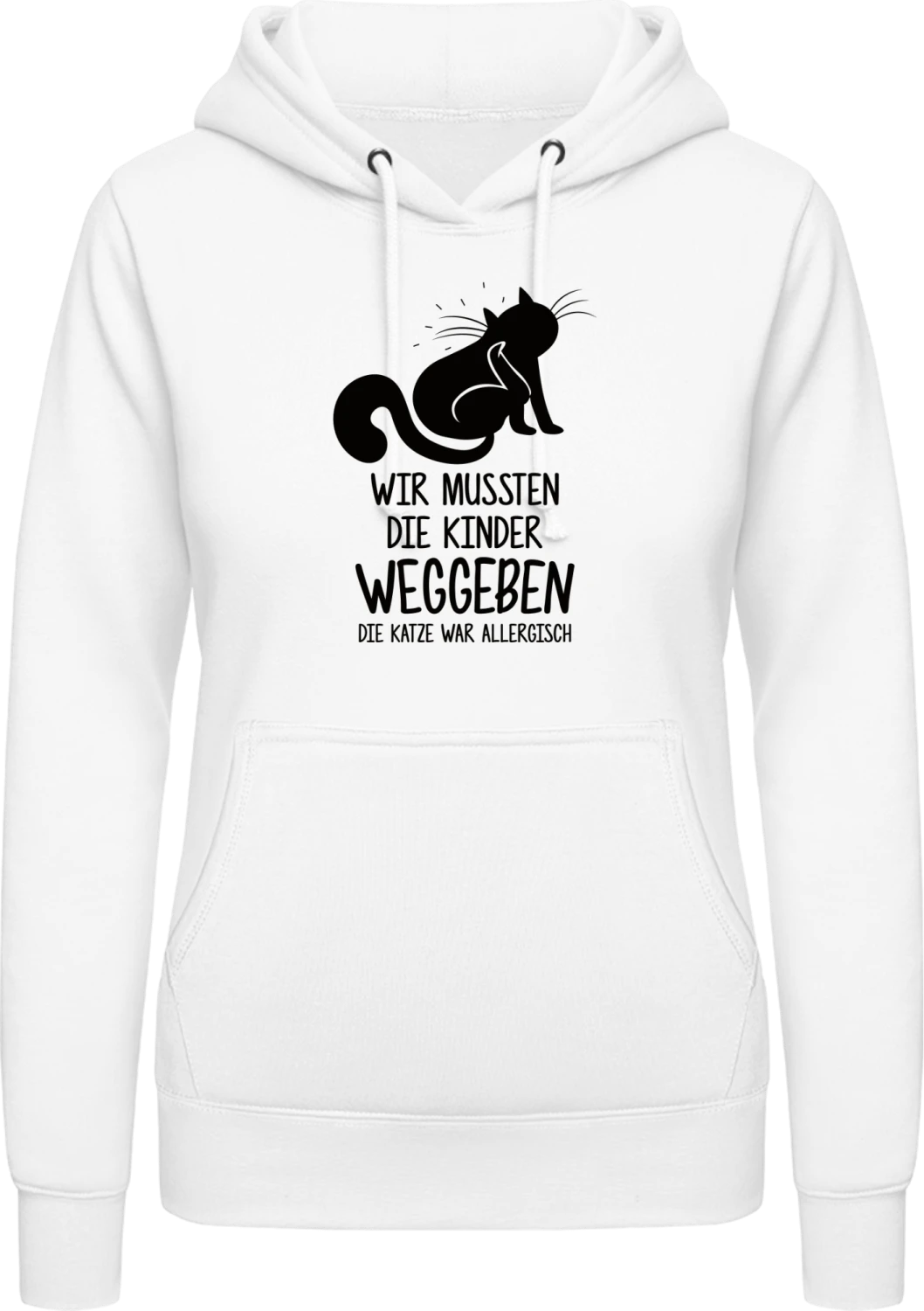 Wir mussten die Kinder weggeben, die Katze war allergisch - Arctic white AWDis ladies hoodie - Front