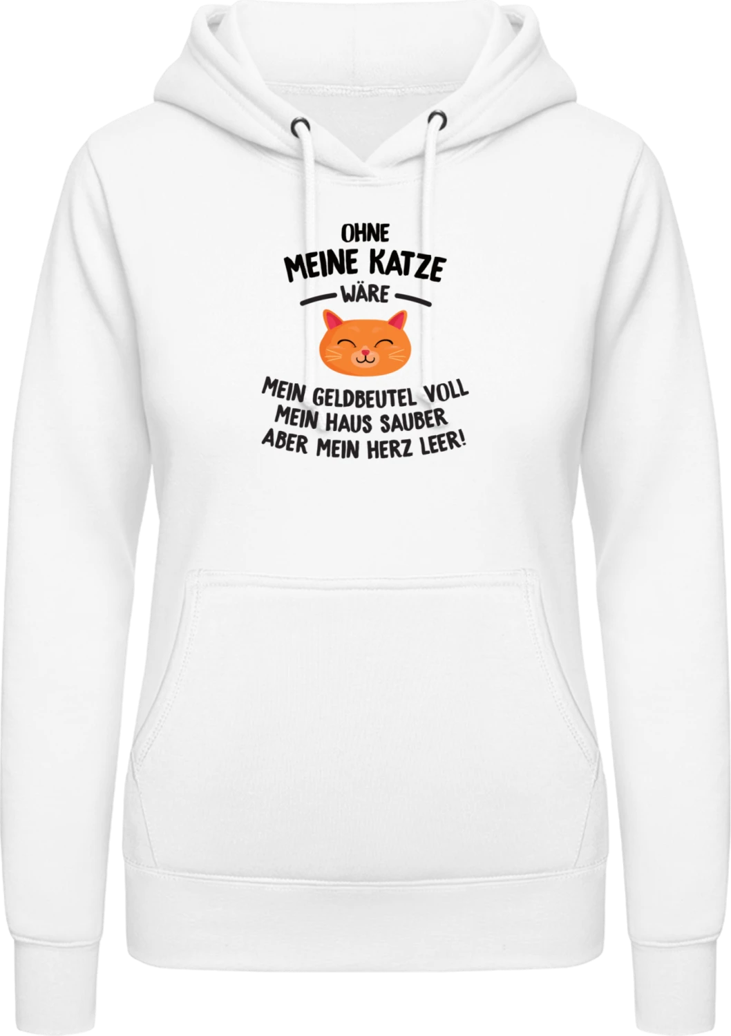 Ohne meine Katze - Arctic white AWDis ladies hoodie - Front