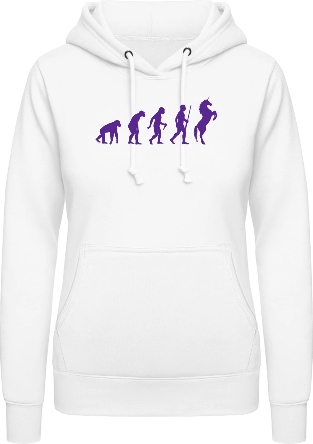 Unicorn Evolution - Arctic white AWDis ladies hoodie - Front