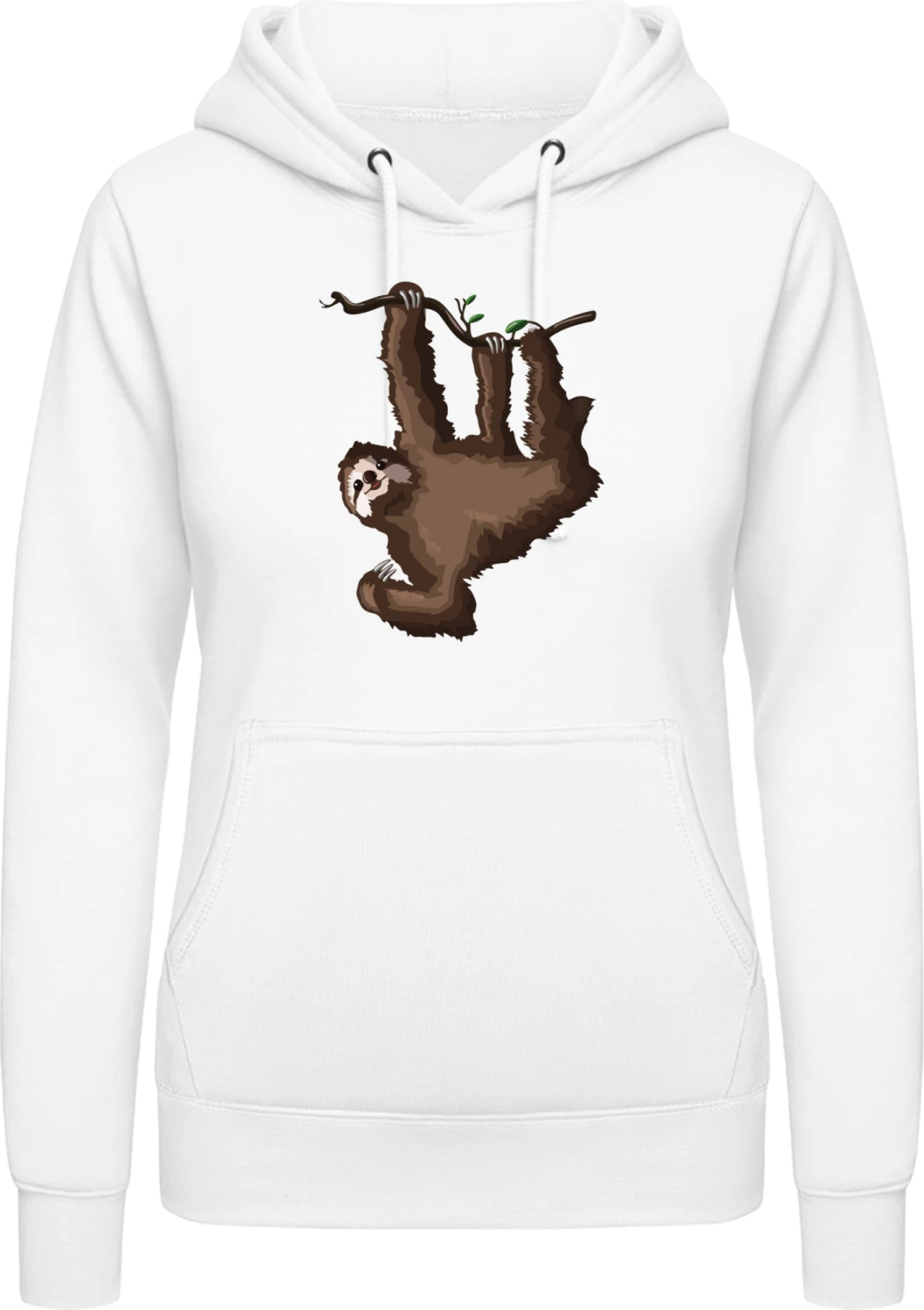 Sloth Illustration - Arctic white AWDis ladies hoodie - Front