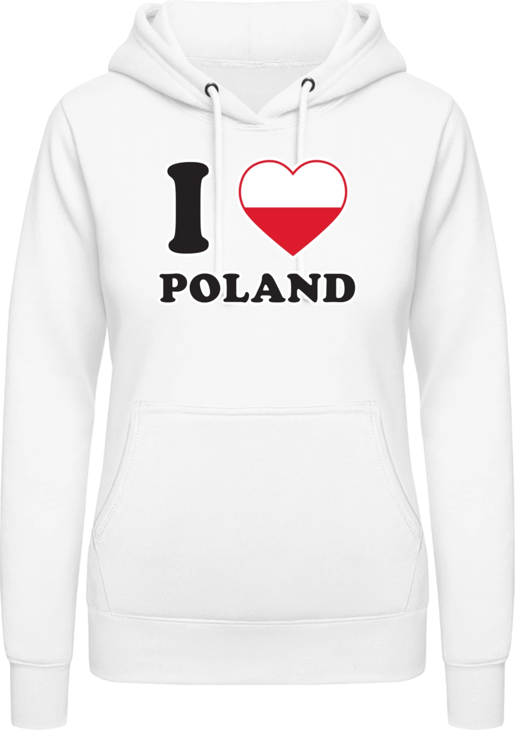 I Love Poland - Arctic white AWDis ladies hoodie - Front