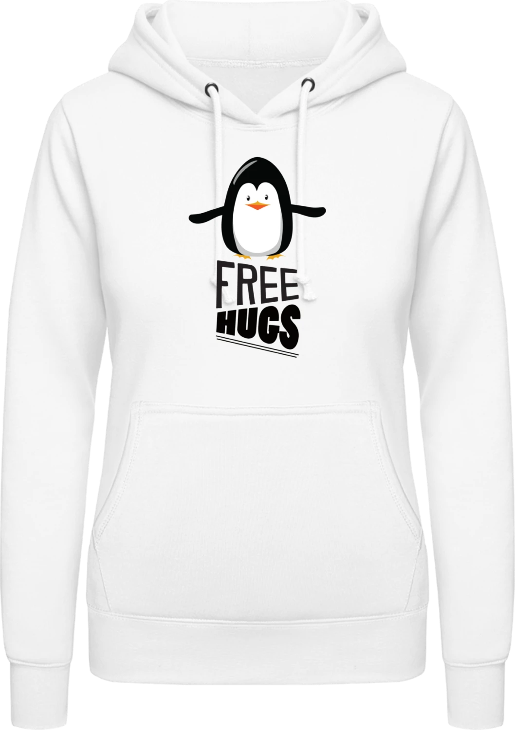 Free Hugs Penguin - Arctic white AWDis ladies hoodie - Front