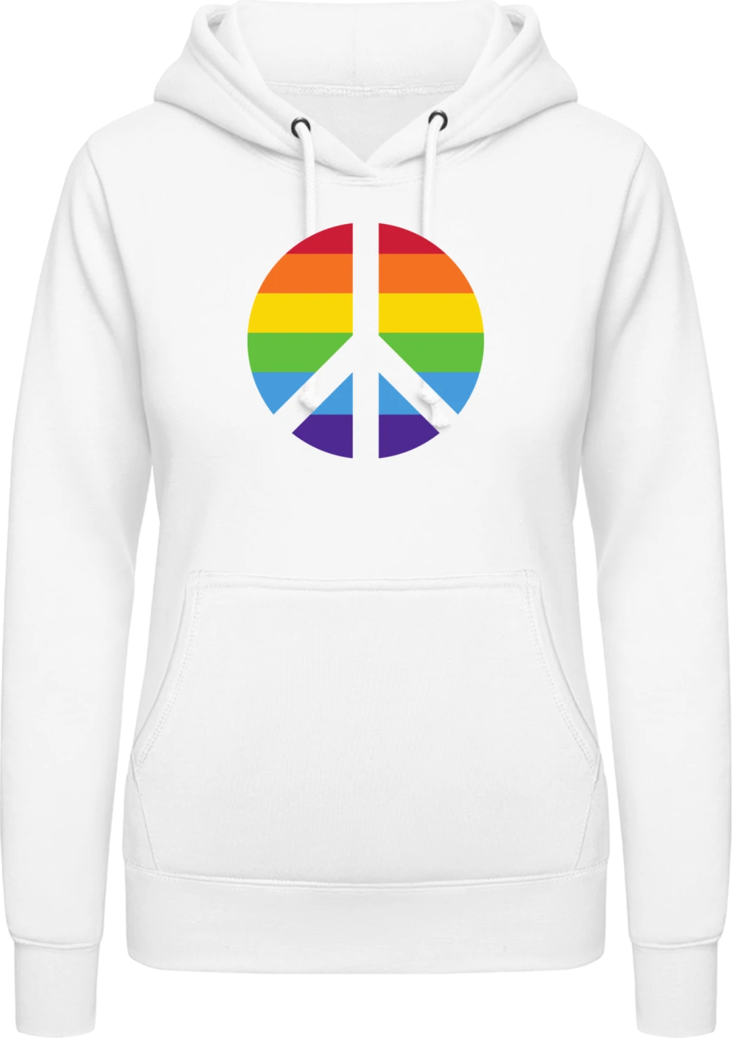 Peace And Love Rainbow - Arctic white AWDis ladies hoodie - Front