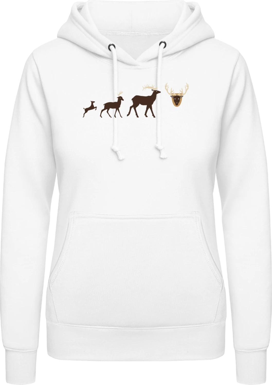 Evolution Deer To Antlers - Arctic white AWDis ladies hoodie - Front