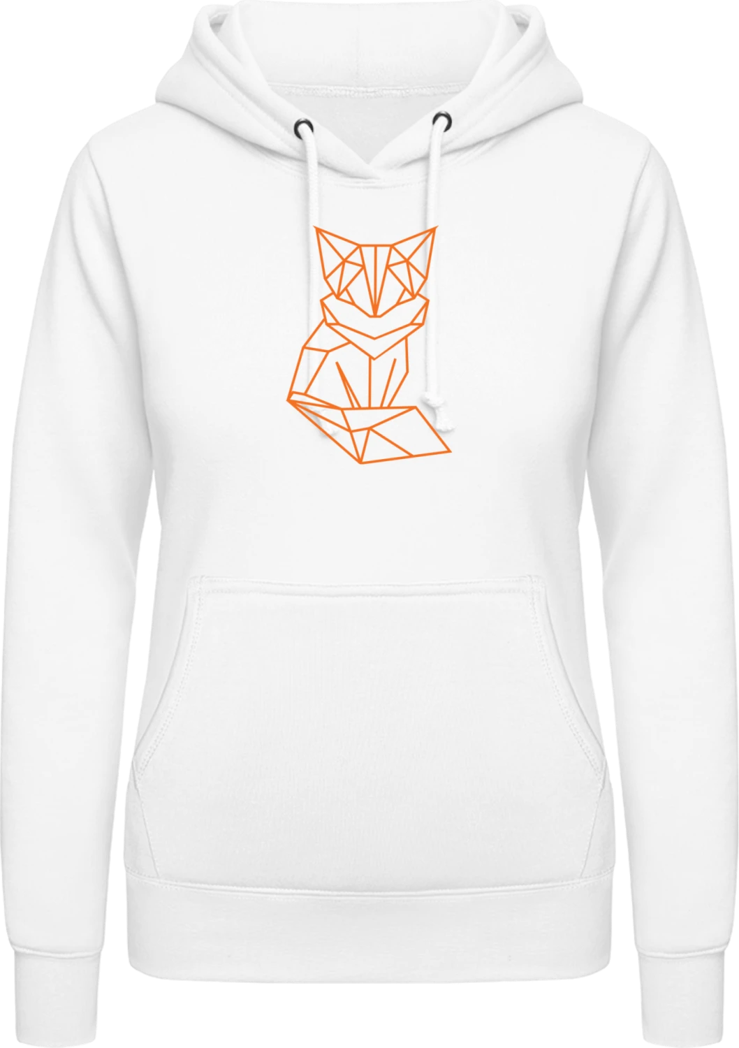 Geometric Fox - Arctic white AWDis ladies hoodie - Front