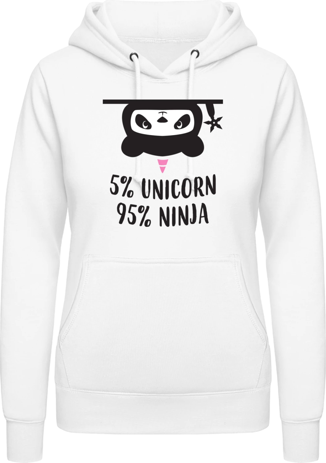 Unicorn Ninja Panda - Arctic white AWDis ladies hoodie - Front