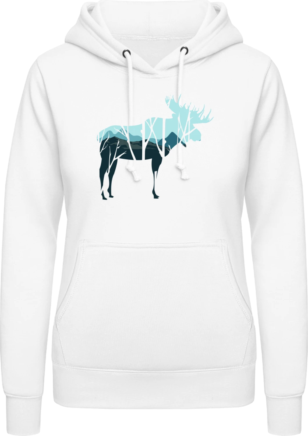 Moose Skyline - Arctic white AWDis ladies hoodie - Front