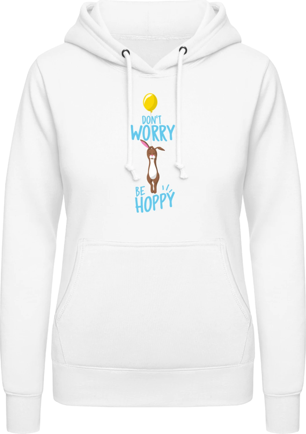 Don't Worry Be Hoppy  - Arctic white AWDis ladies hoodie - Front