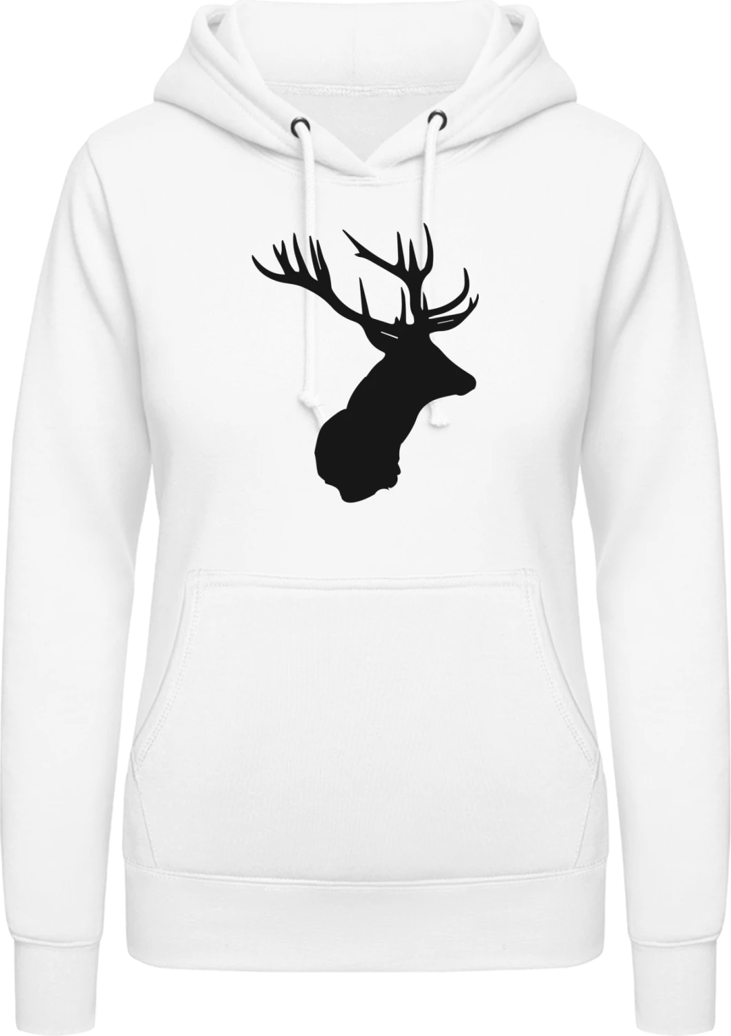 Majestic Deer Head - Arctic white AWDis ladies hoodie - Front