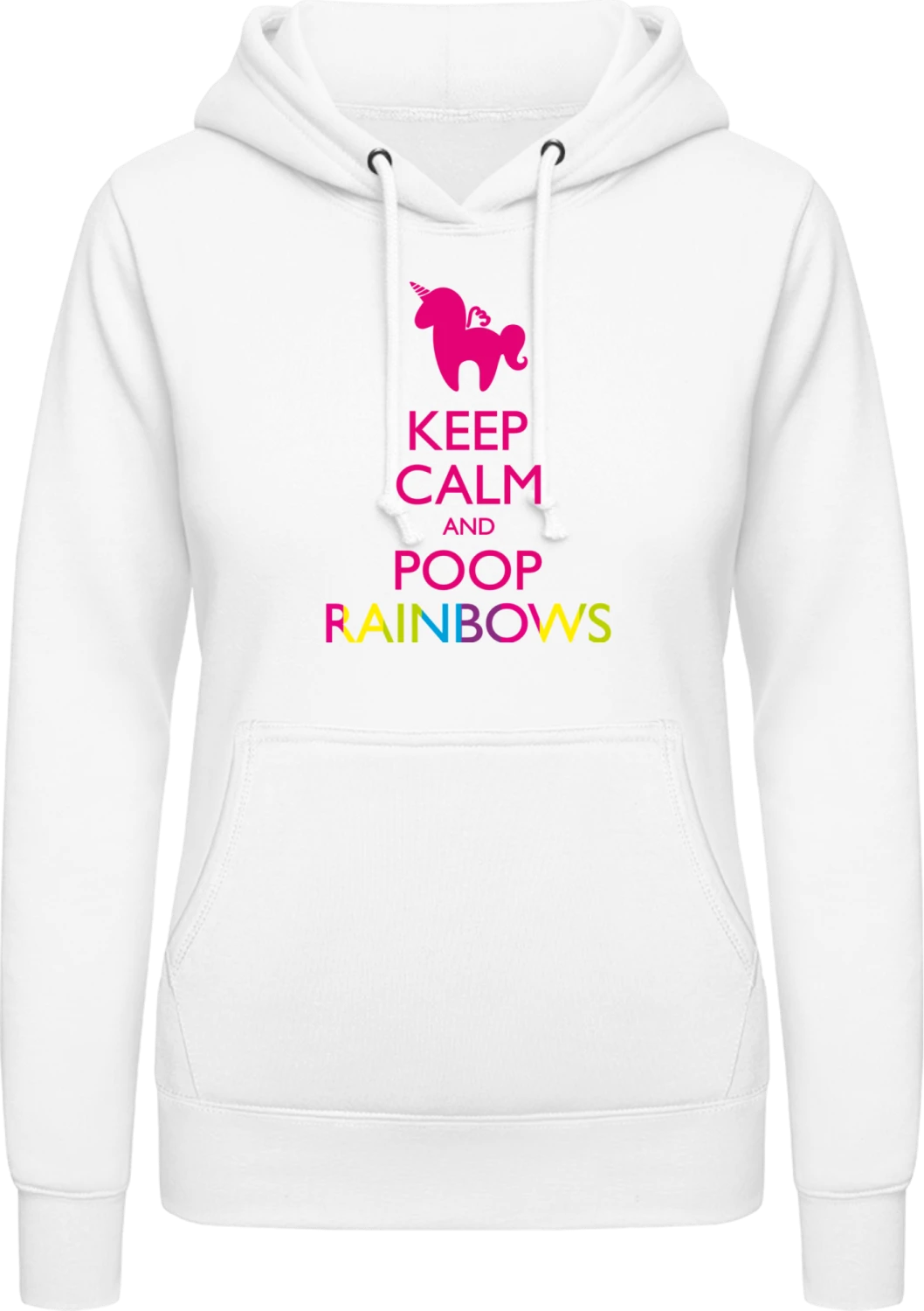 Poop Rainbows Unicorn - Arctic white AWDis ladies hoodie - Front