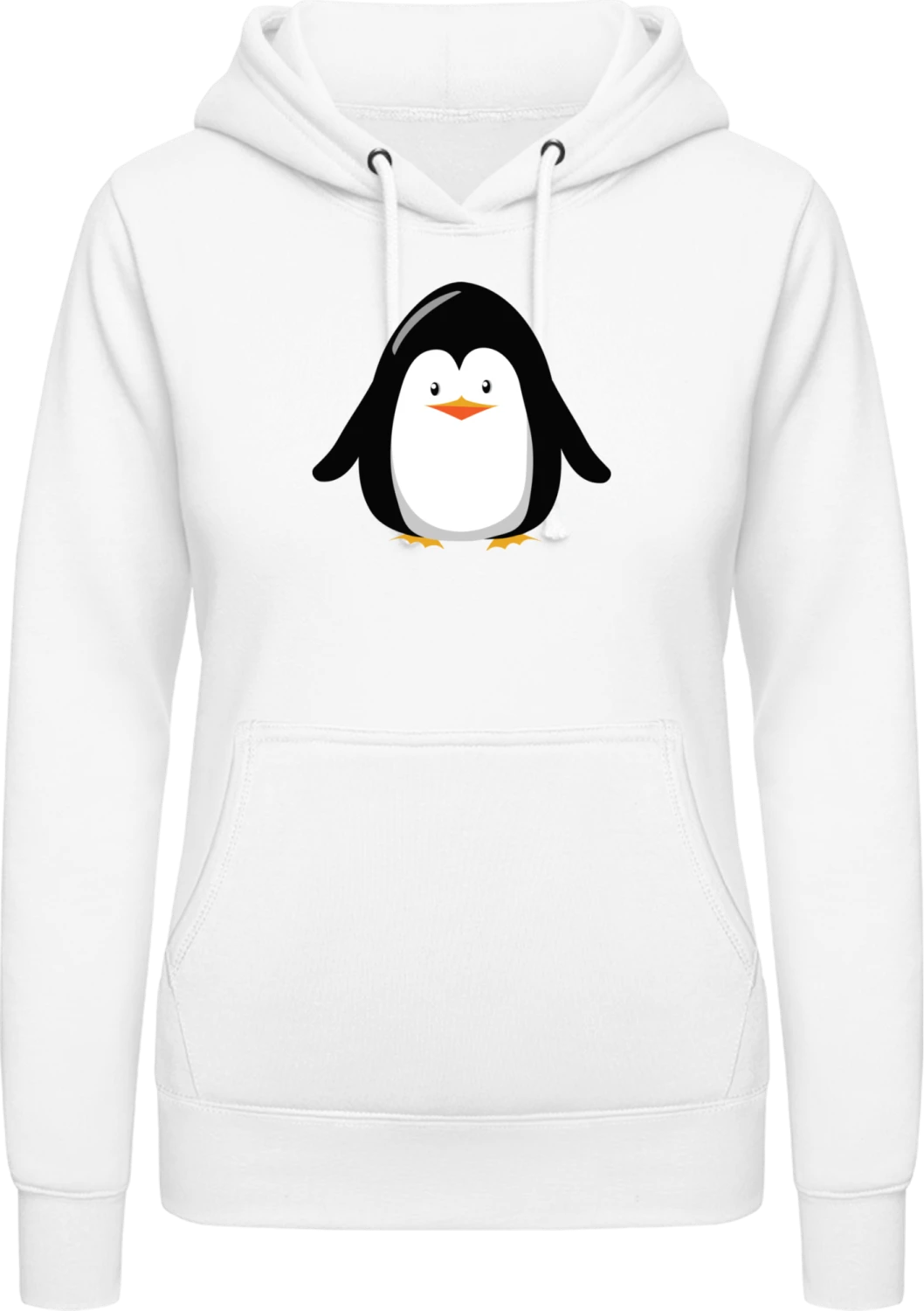 Little Penguin Illustration - Arctic white AWDis ladies hoodie - Front